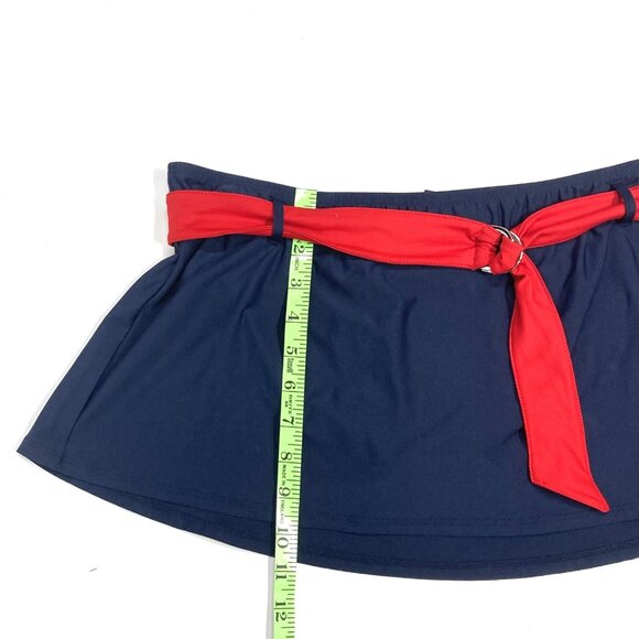 Nautica Navy Swim Skirt, Size 12, Navy w‎ Red Belt Built in Brief Nautical NEW - Picture 9 of 10